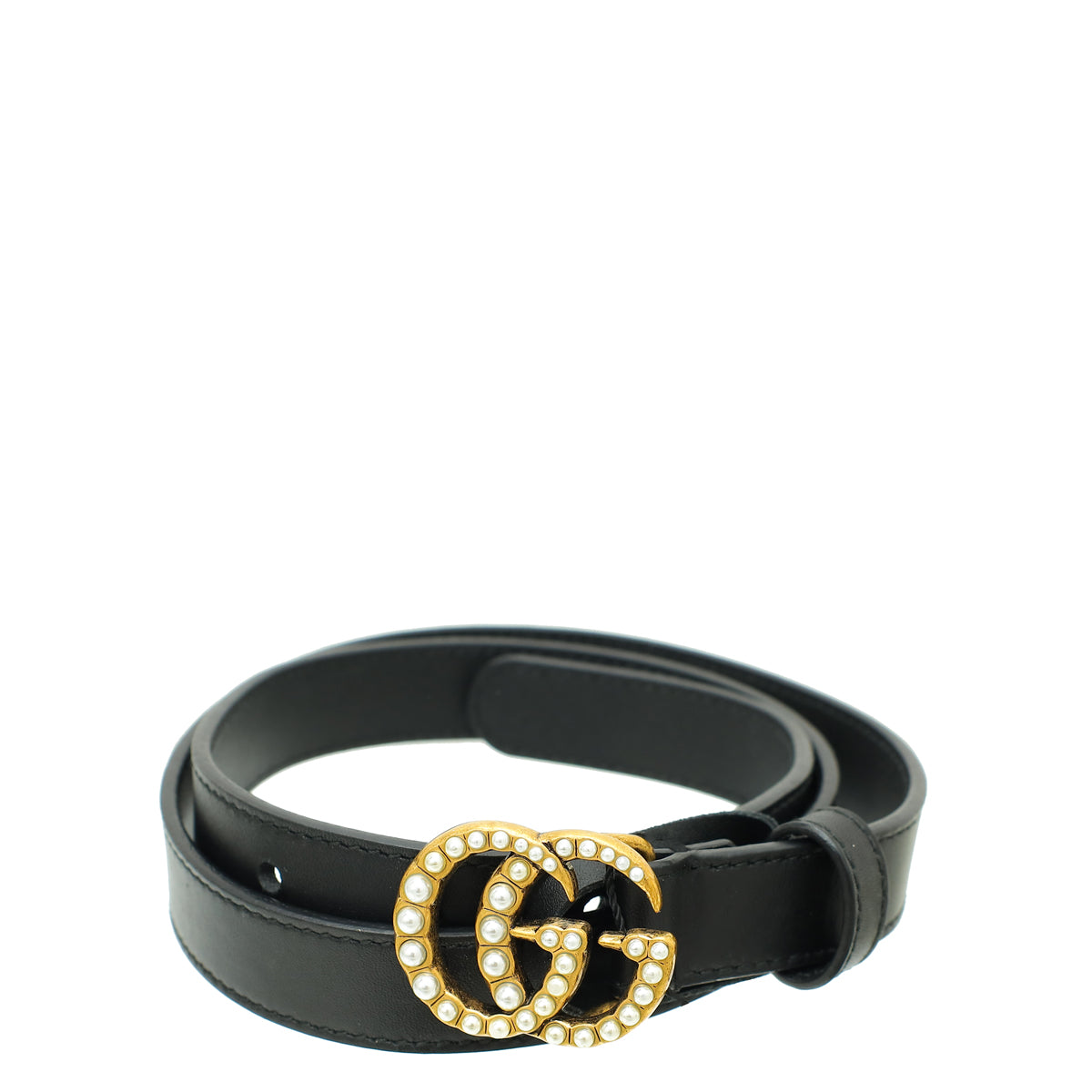 Gucci Black Double G Pearl 20mm Belt 30-Gucci-THE CLOSET