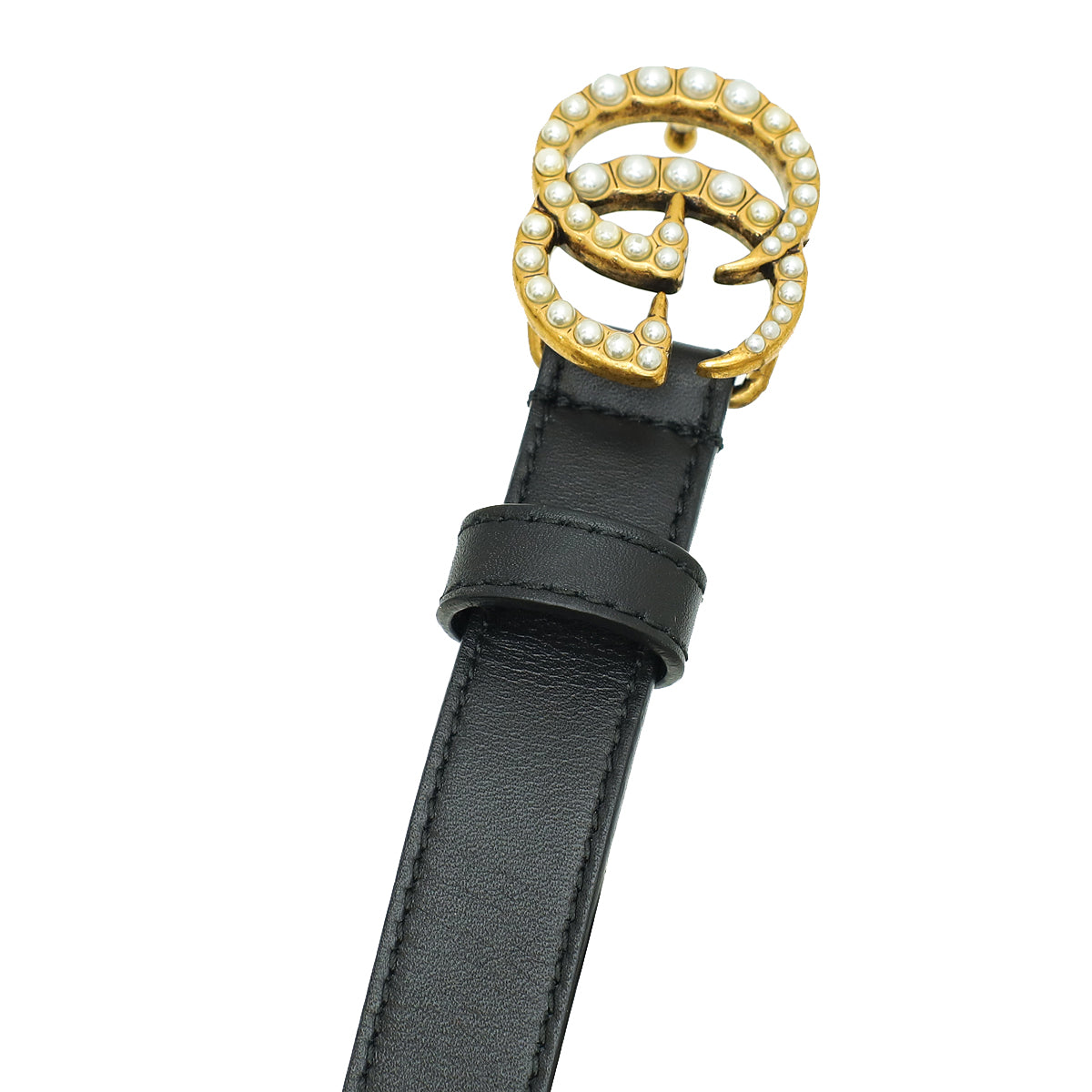 Gucci Black Double G Pearl 20mm Belt 30