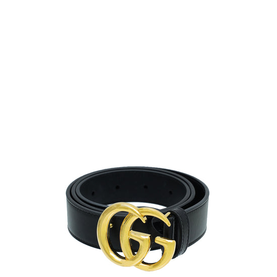 Gucci Black Shiny GG Marmont Belt 32