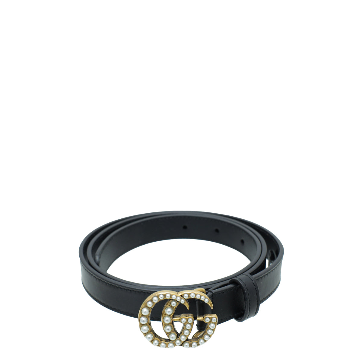 Gucci Black Double G Pearl 20mm Belt 34-Gucci-THE CLOSET