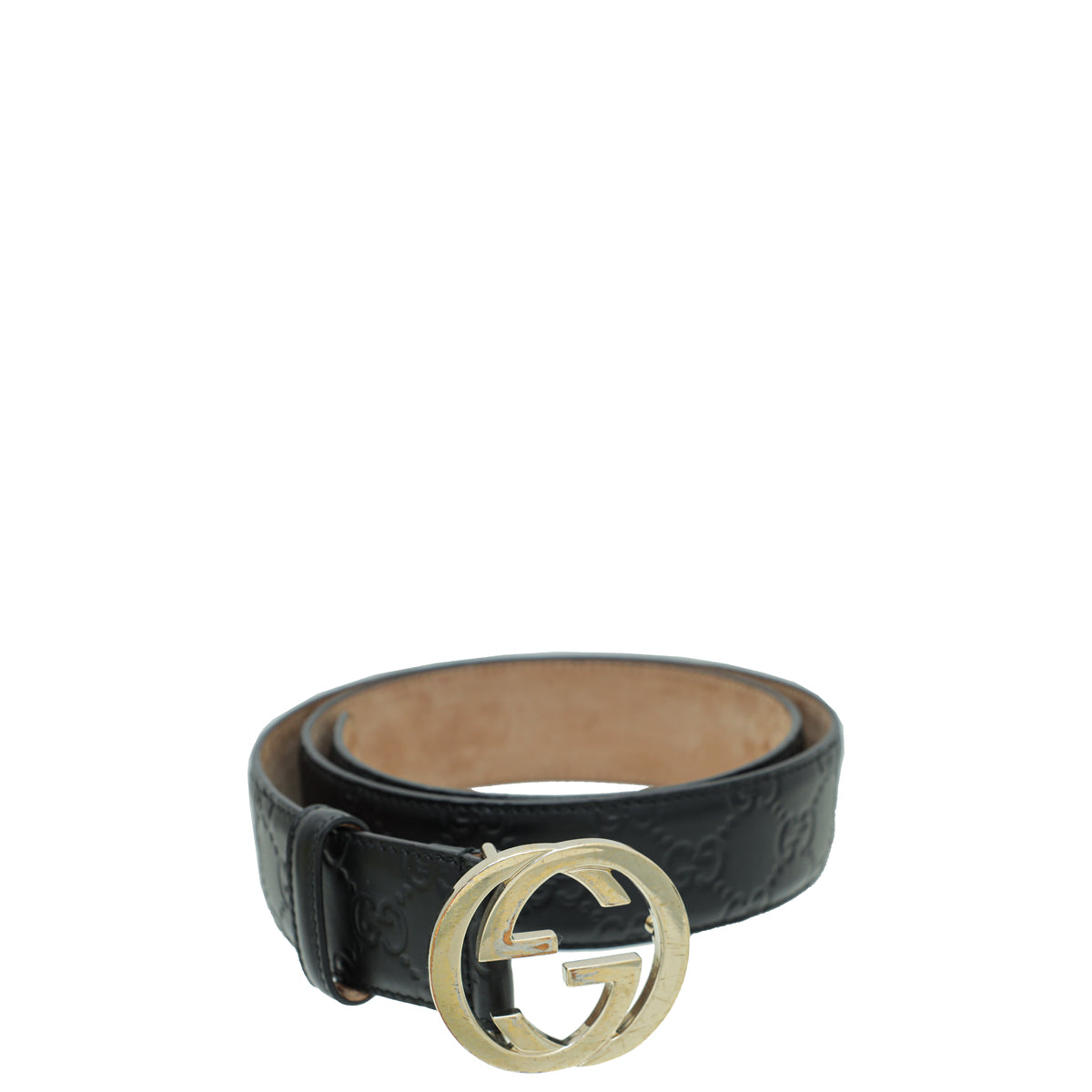 Gucci Black Guccissima Interlocking G Buckle Belt 34-Gucci-THE CLOSET