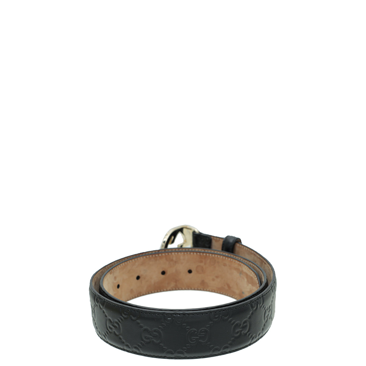 Gucci Black Guccissima Interlocking G Buckle Belt 34-Gucci-THE CLOSET