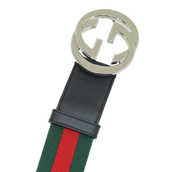 Gucci Tricolor Interlocking G Web Belt 30
