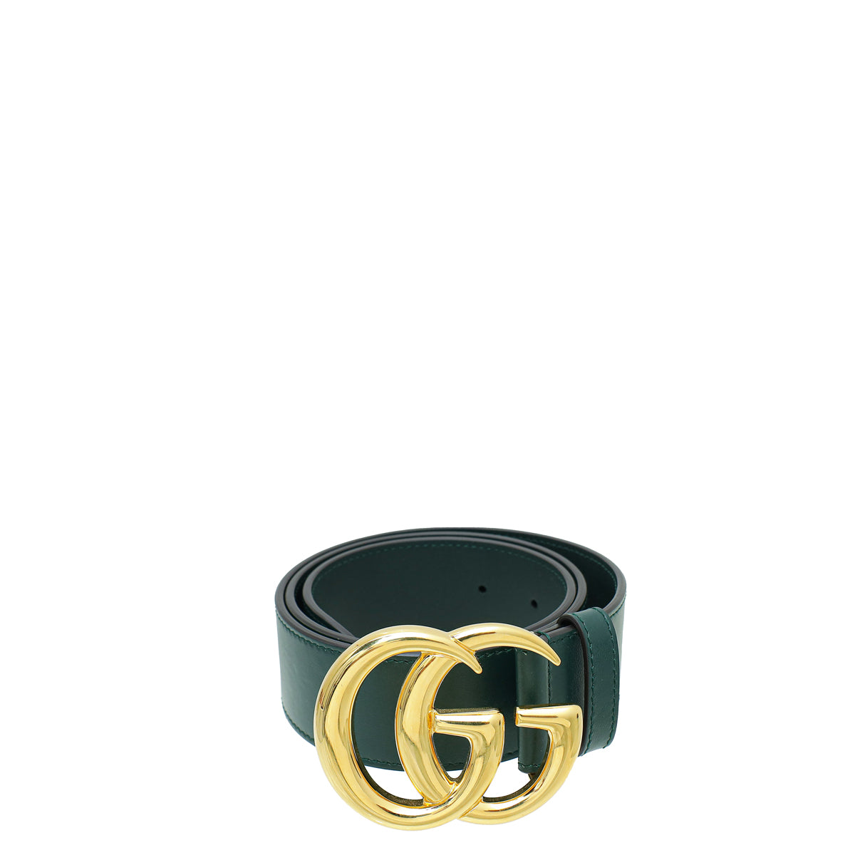 Gucci Green GG Marmont Leather Belt with Shiny Buckle 32-Gucci-THE CLOSET