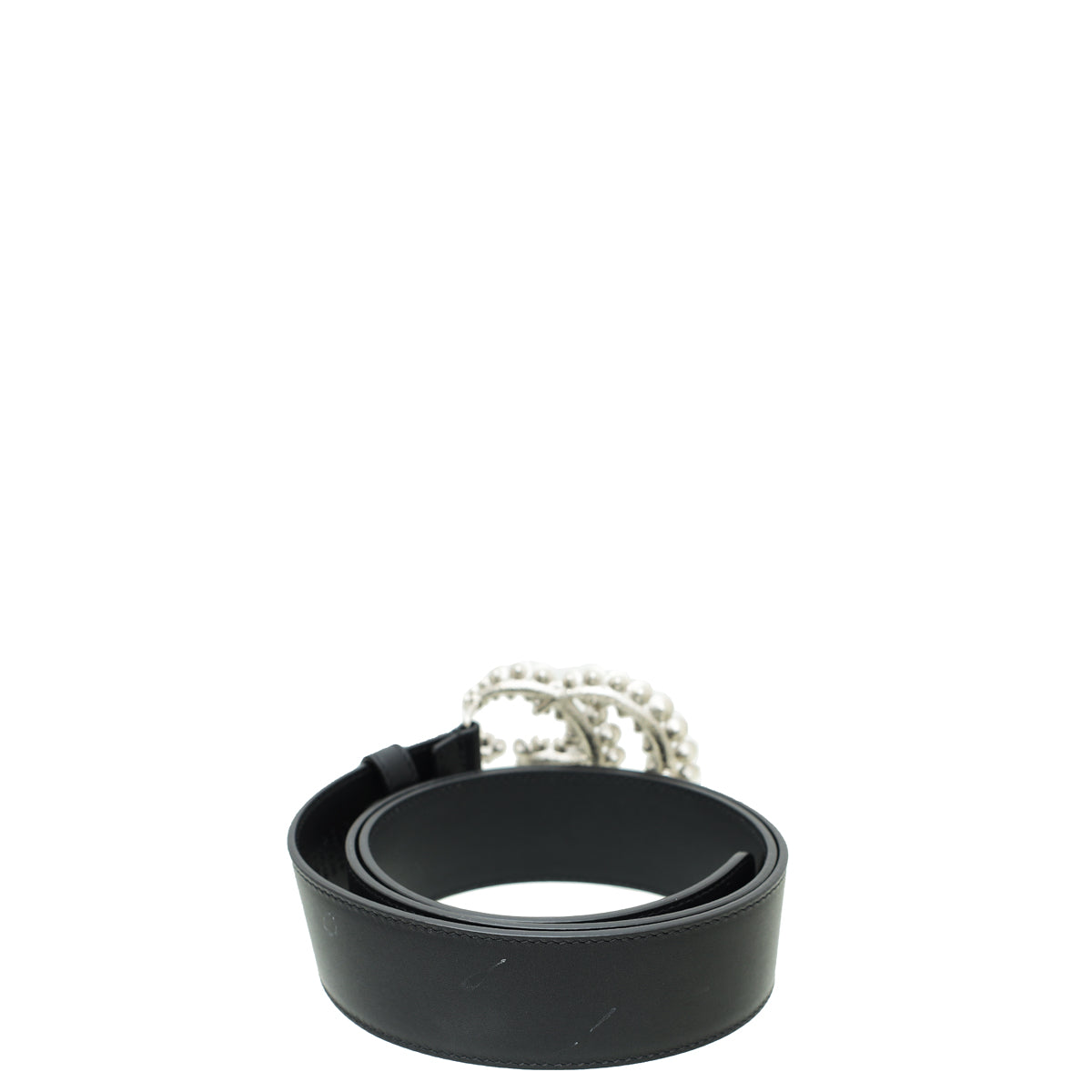 Gucci Black Double G Crystal Leather Belt 36-Gucci-THE CLOSET