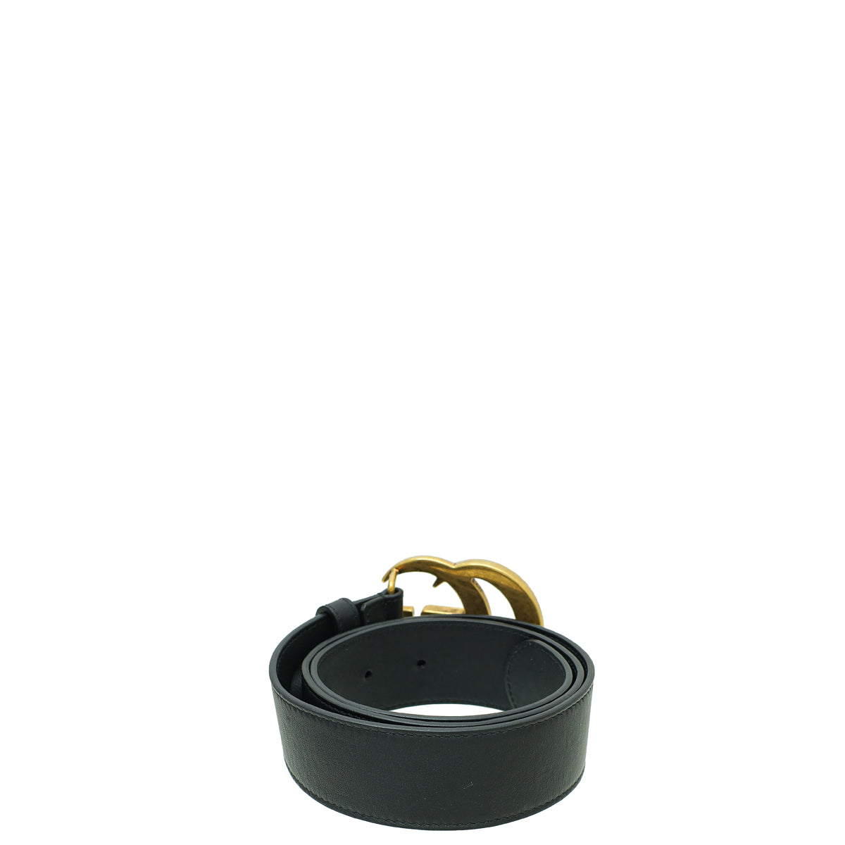 Gucci Black Double G Buckle Leather 40mm Belt 30