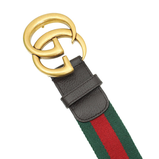 Gucci Bicolor Double G Buckle Web Belt 34