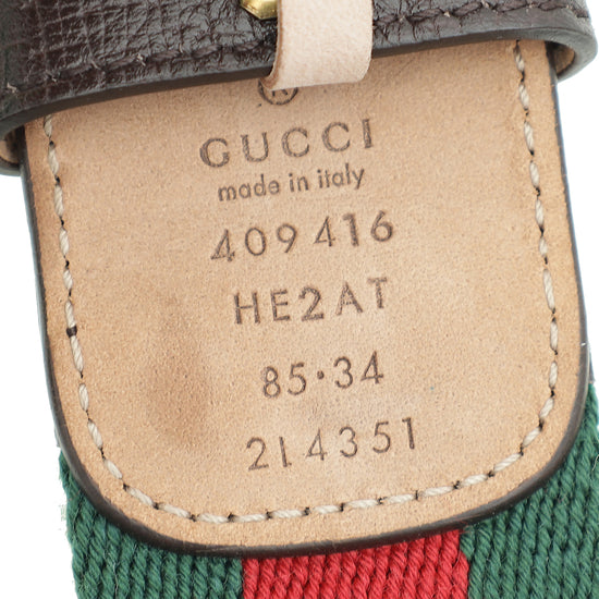 Gucci Bicolor Double G Buckle Web Belt 34