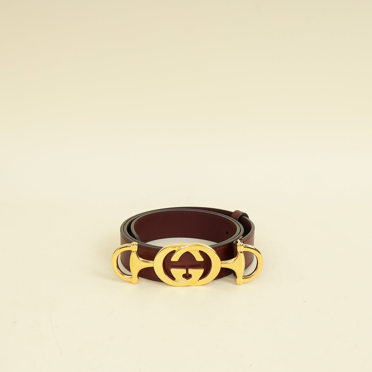 Gucci Burgundy Zumi Buckle Belt 34