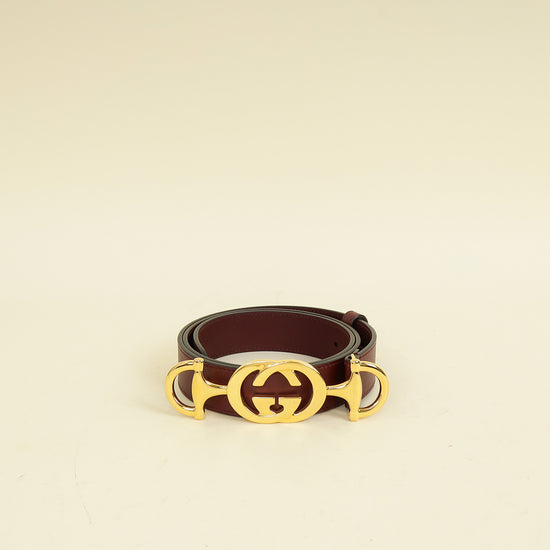 Gucci Burgundy Zumi Buckle Belt 34