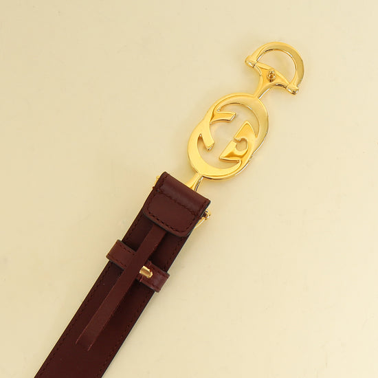 Gucci Burgundy Zumi Buckle Belt 34