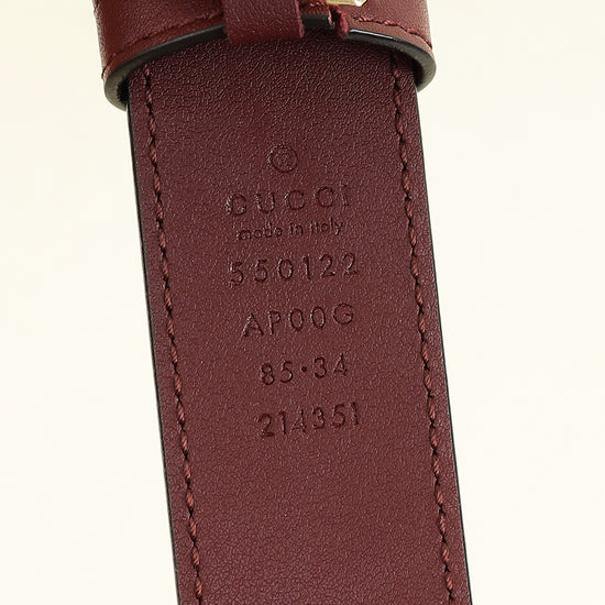 Gucci Burgundy Zumi Buckle Belt 34