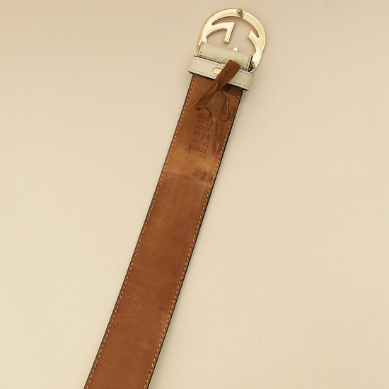 Gucci Cream Interlocking G Guccissima Belt 32-Gucci-THE CLOSET