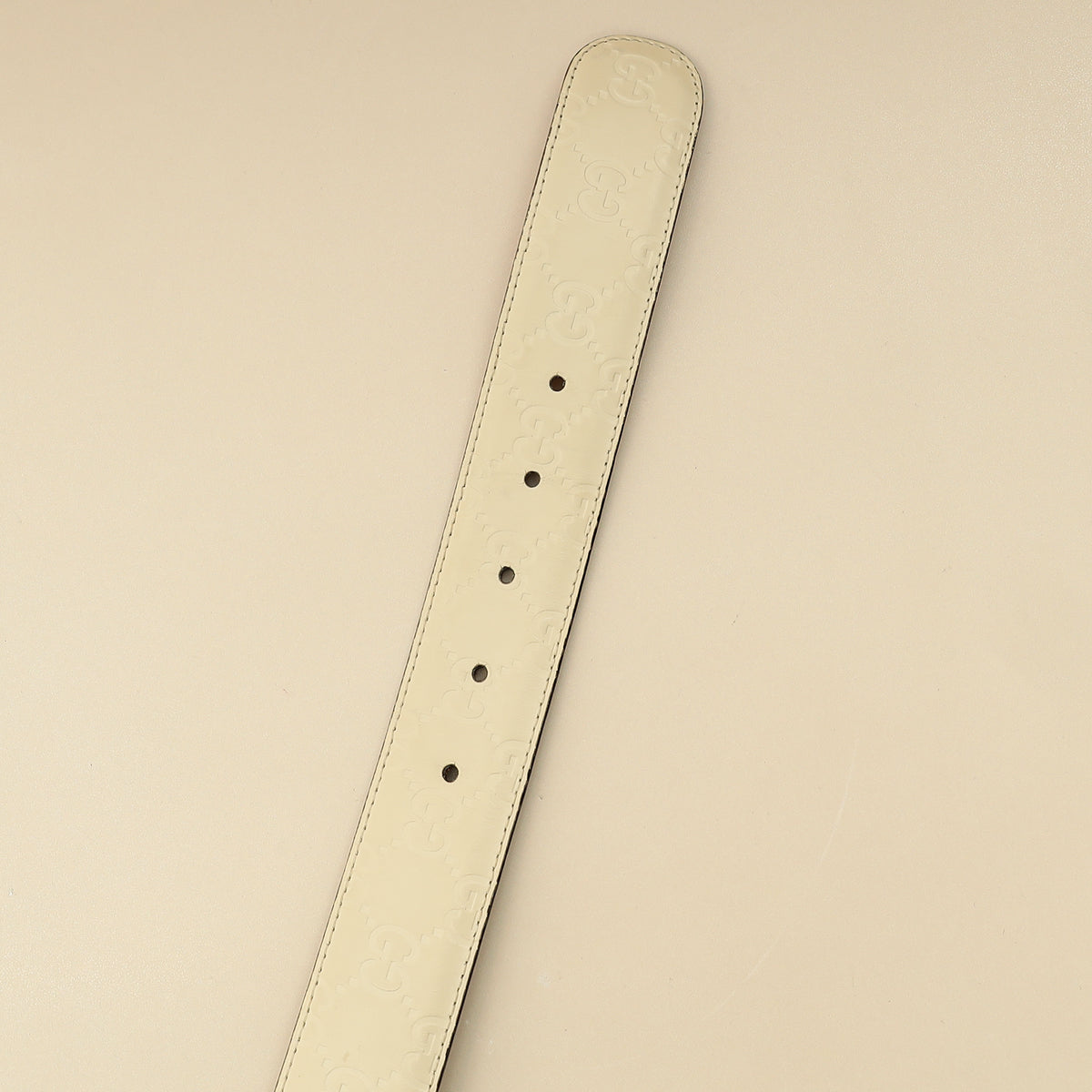 Gucci Cream Interlocking G Guccissima Belt 32-Gucci-THE CLOSET