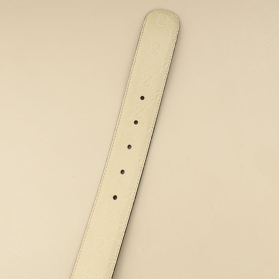 Gucci Cream Interlocking G Guccissima Belt 32-Gucci-THE CLOSET