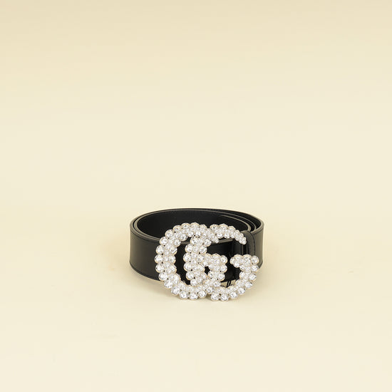 Gucci Black Double G Crystal Belt 32-Gucci-THE CLOSET