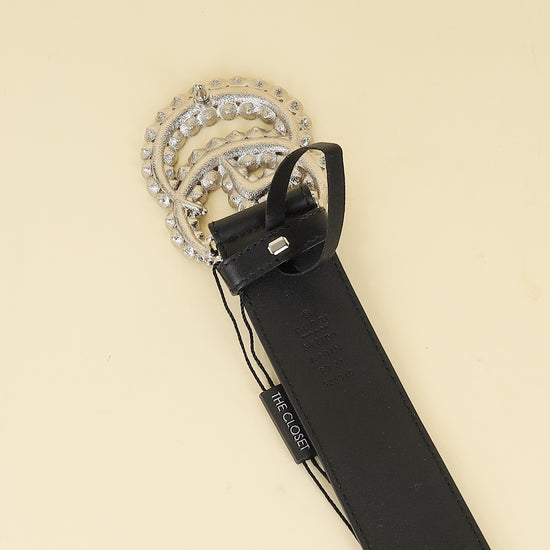 Gucci Black Double G Crystal Belt 32-Gucci-THE CLOSET