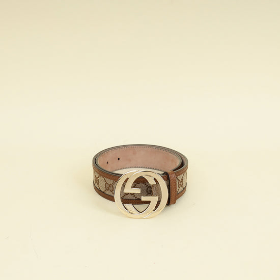 Gucci Brown GG Buckle Belt 30