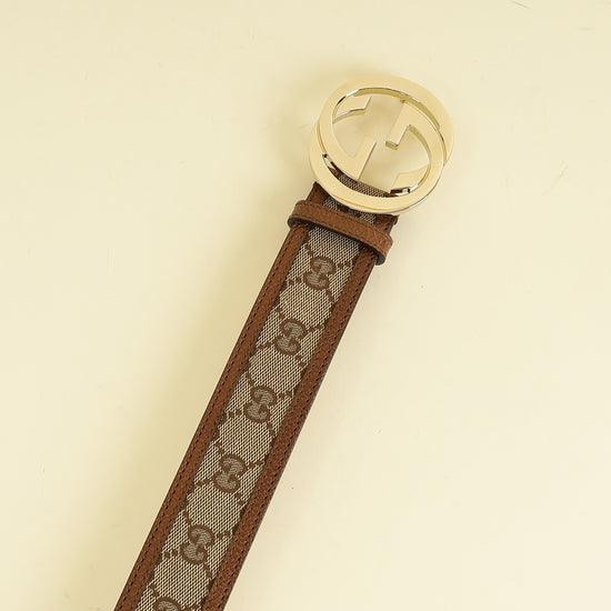 Gucci Brown GG Buckle Belt 30