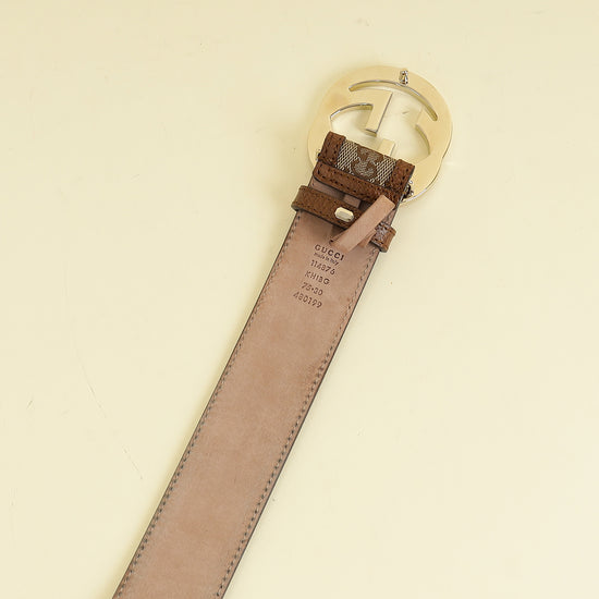 Gucci Brown GG Buckle Belt 30