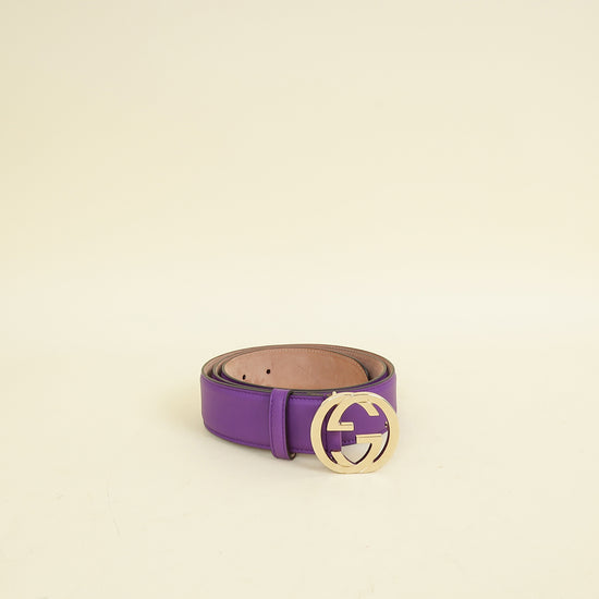 Gucci Purple Interlocking GG Buckle Belt 38