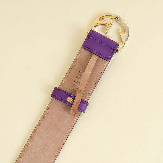 Gucci Purple Interlocking GG Buckle Belt 38
