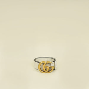 Gucci White Double G Wide Belt 32