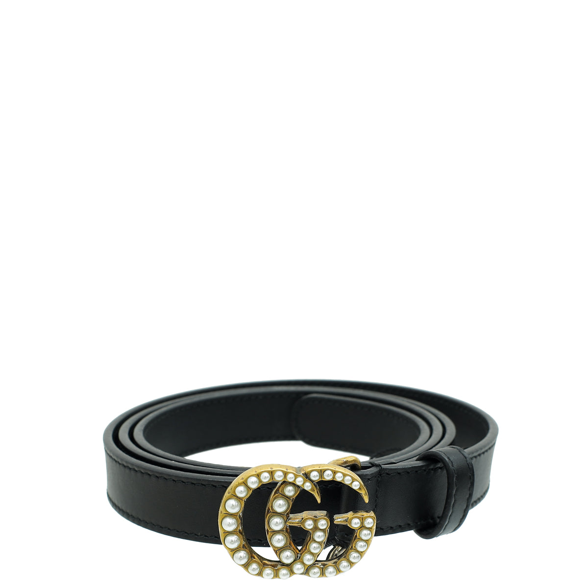 Gucci Black Double G Pearl 20mm Belt 40-Gucci-THE CLOSET