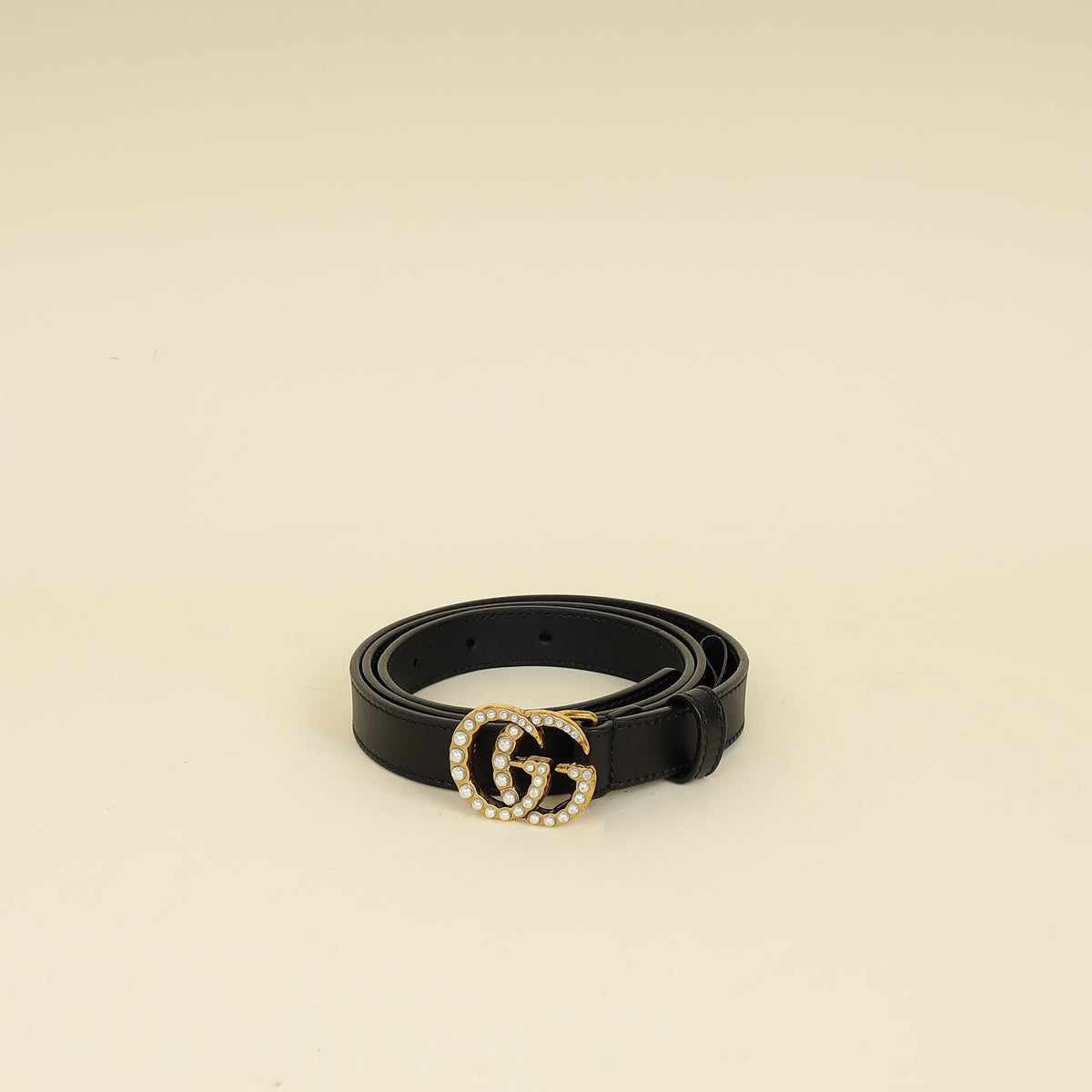 Gucci Black Double G Pearl 20mm Belt 34-Gucci-THE CLOSET