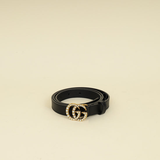 Gucci Black Double G Pearl 20mm Belt 34-Gucci-THE CLOSET