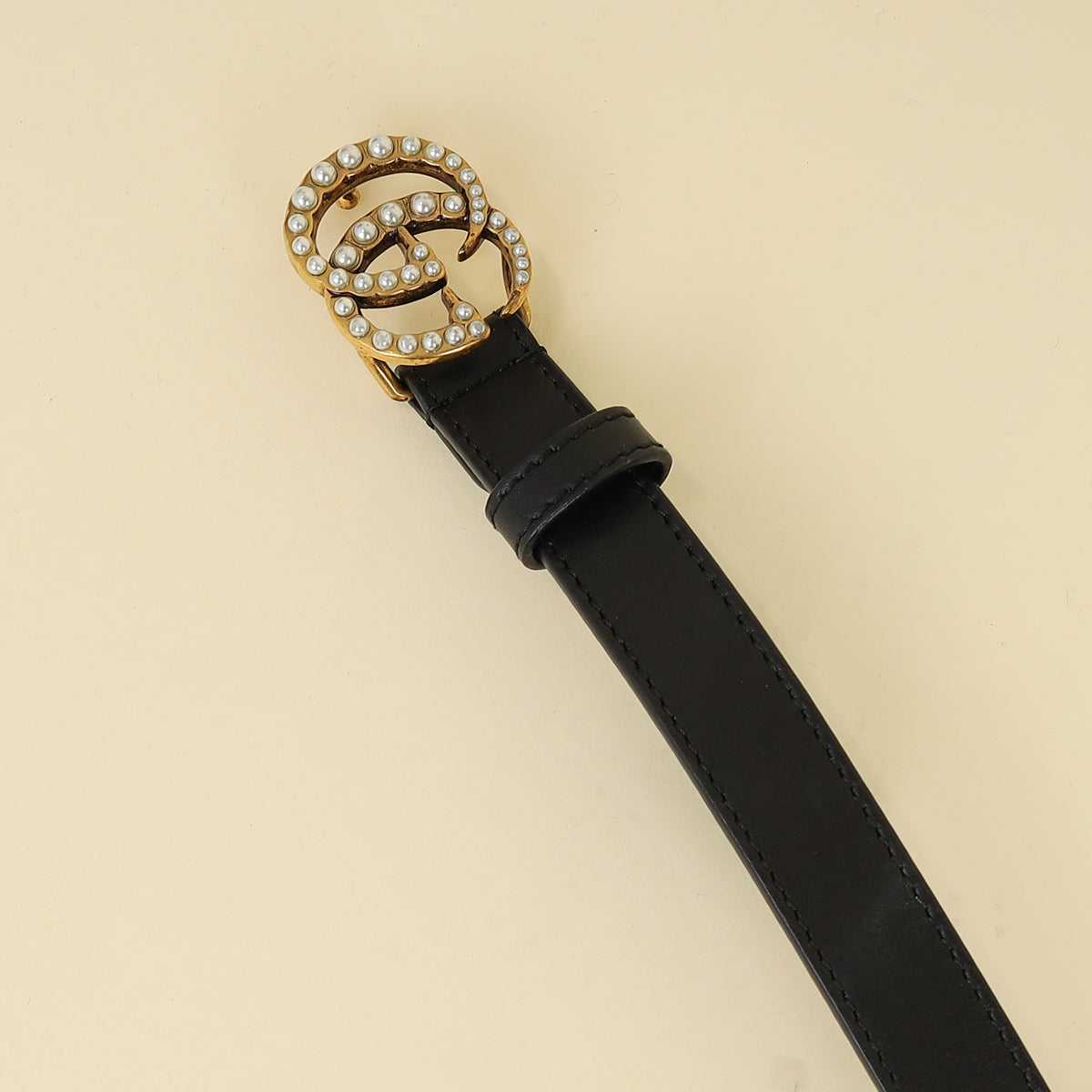 Gucci Black Double G Pearl 20mm Belt 34-Gucci-THE CLOSET