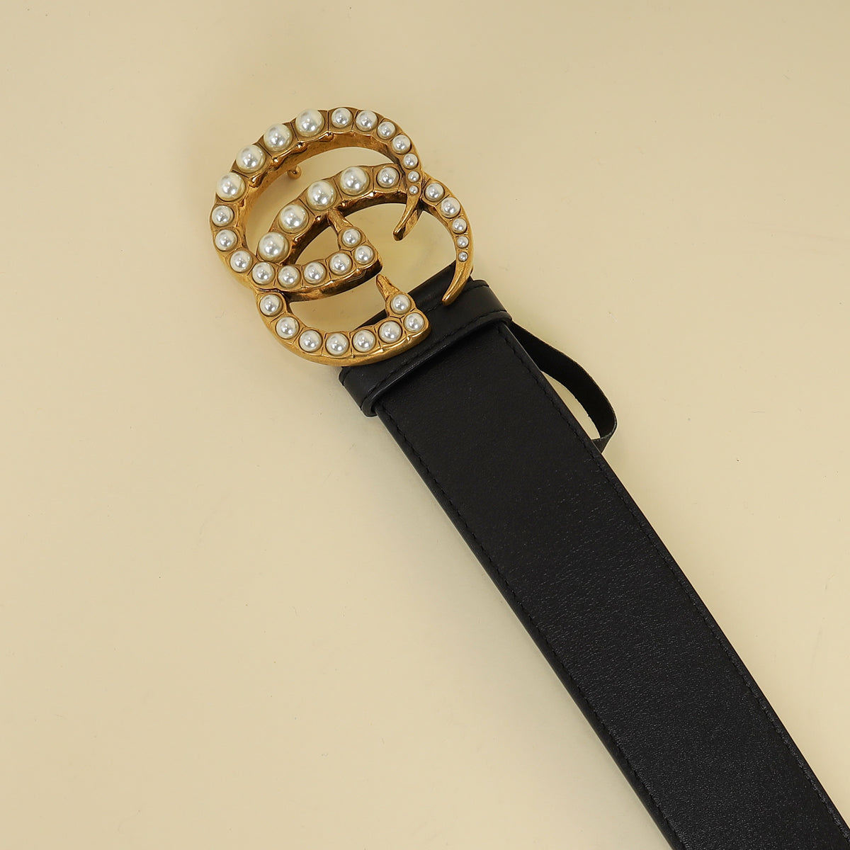 Gucci Black Double G Pearl 40mm Belt 30-Gucci-THE CLOSET