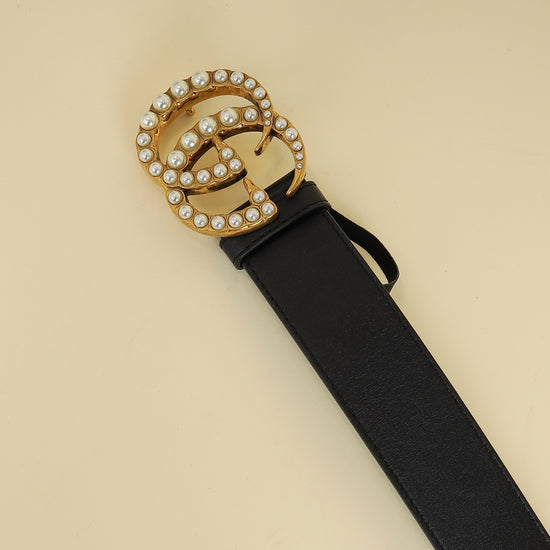 Gucci Black Double G Pearl 40mm Belt 30-Gucci-THE CLOSET