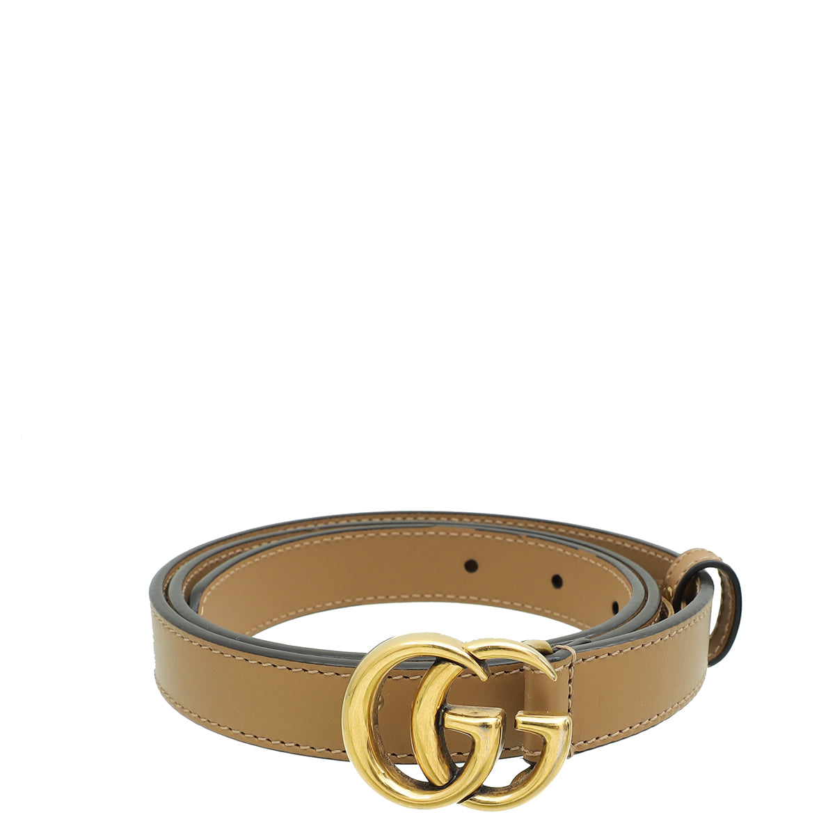 Gucci Light Brown GG Marmont Thin 18mm Belt 32