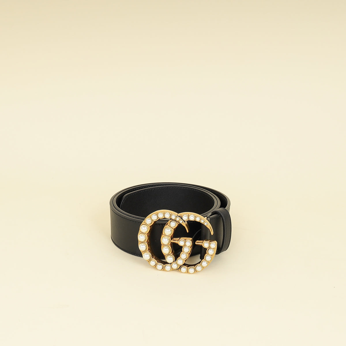 Gucci Black Double G Pearl Buckle 40mm Belt 32-Gucci-THE CLOSET