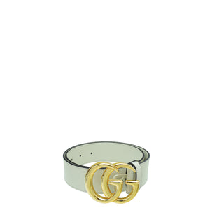 Gucci White Double G Buckle Belt 30