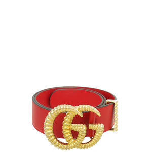 Gucci Red GG Torchon Buckle 40mm Belt 32