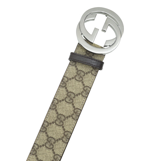 Load image into Gallery viewer, Gucci Interlocking G Buckle GG Supreme Belt 34
