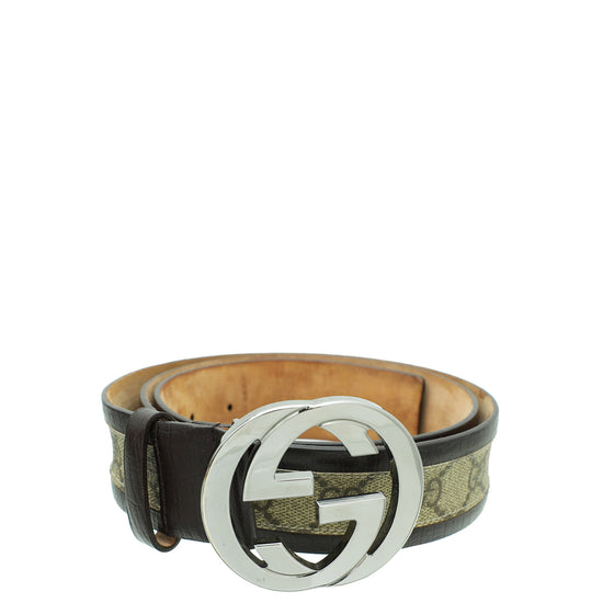 Gucci Bicolor Interlocking G Buckle GG Supreme Belt 40