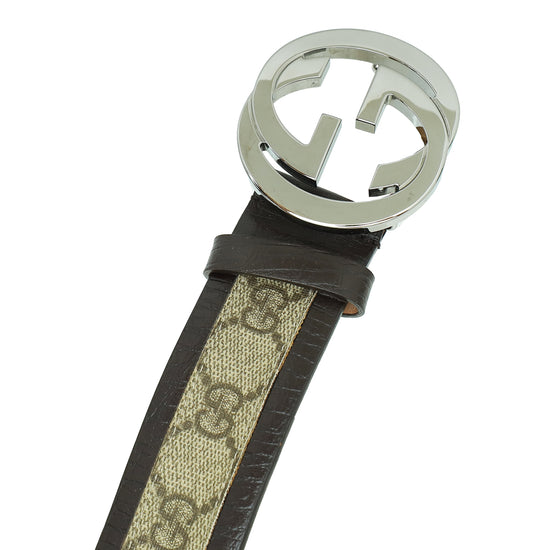 Gucci Bicolor Interlocking G Buckle GG Supreme Belt 40