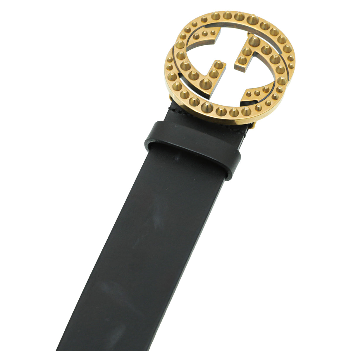 Gucci Black Studded Interlocking G Belt 38