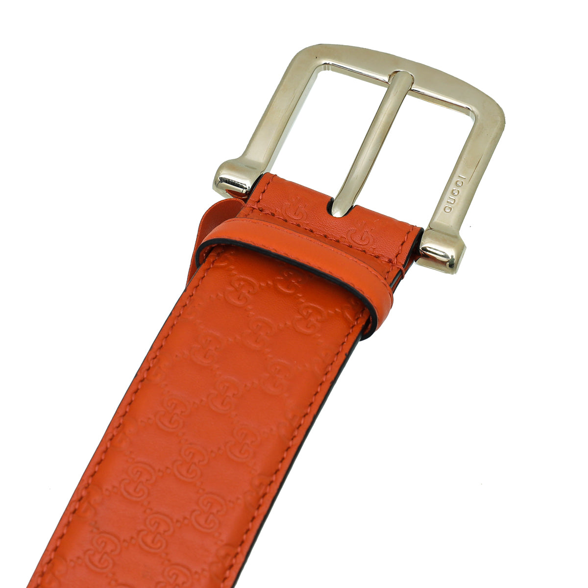 Gucci Orange GG Microguccissima Buckle Belt 32