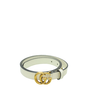 Gucci White Double G Buckle 20mm Belt 32