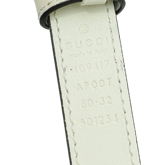 Gucci White Double G Buckle 20mm Belt 32