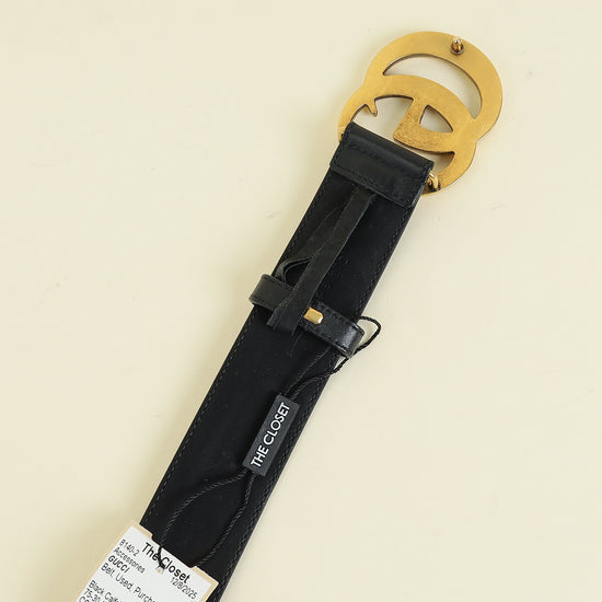 Gucci Black Double G Wide Belt 30