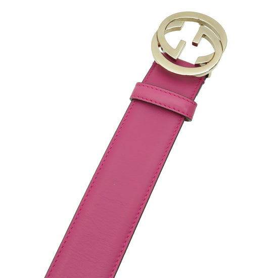 Gucci Fuchsia Interlocking G Buckle Belt 32