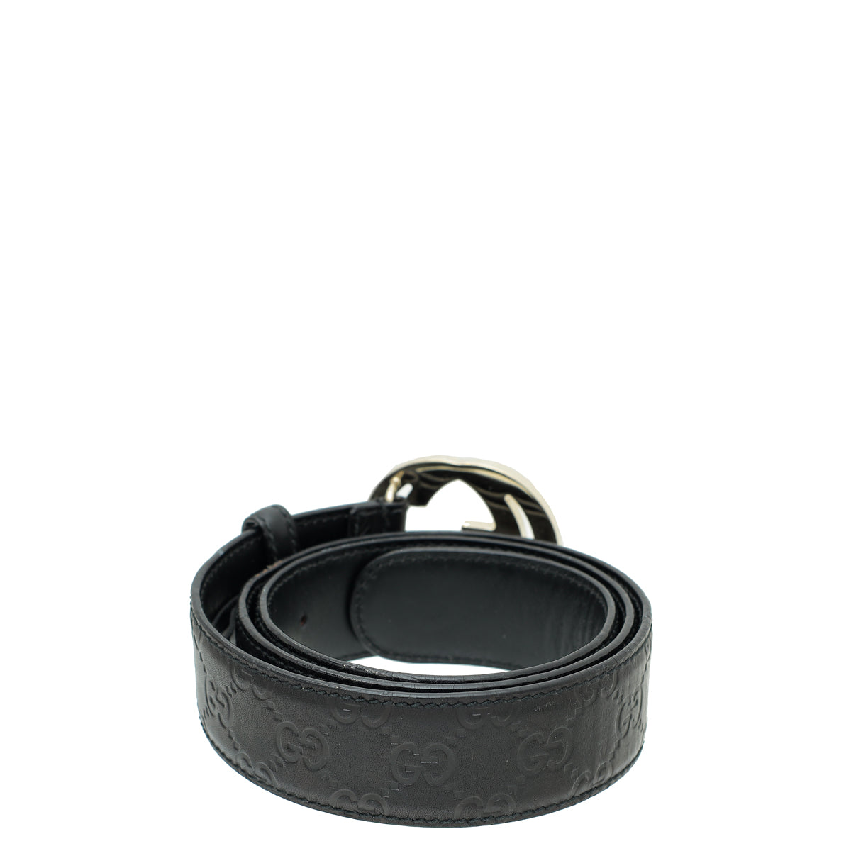 Gucci Black Guccissima Interlocking G Buckle Belt 38-Gucci-THE CLOSET