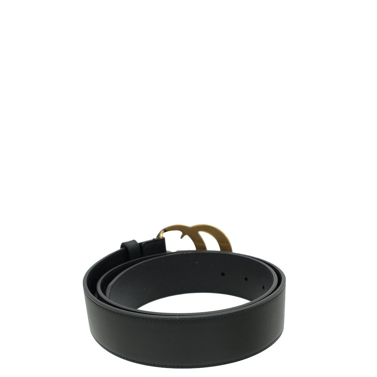 Leather belt with double g buckle black on sale