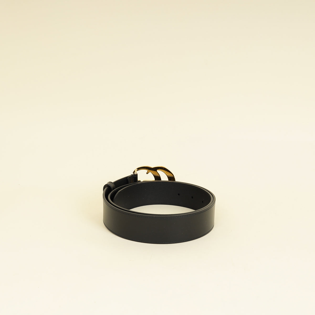 Gucci Black GG Marmont Wide Belt W/ Shiny Buckle 32-Gucci-THE CLOSET