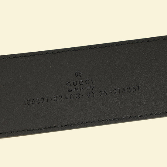 Gucci Black GG Marmont Wide Belt W/ Shiny Buckle 36-Gucci-THE CLOSET